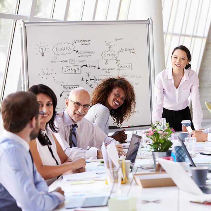 Meeting room people smiling - ISO 17100 Certifications